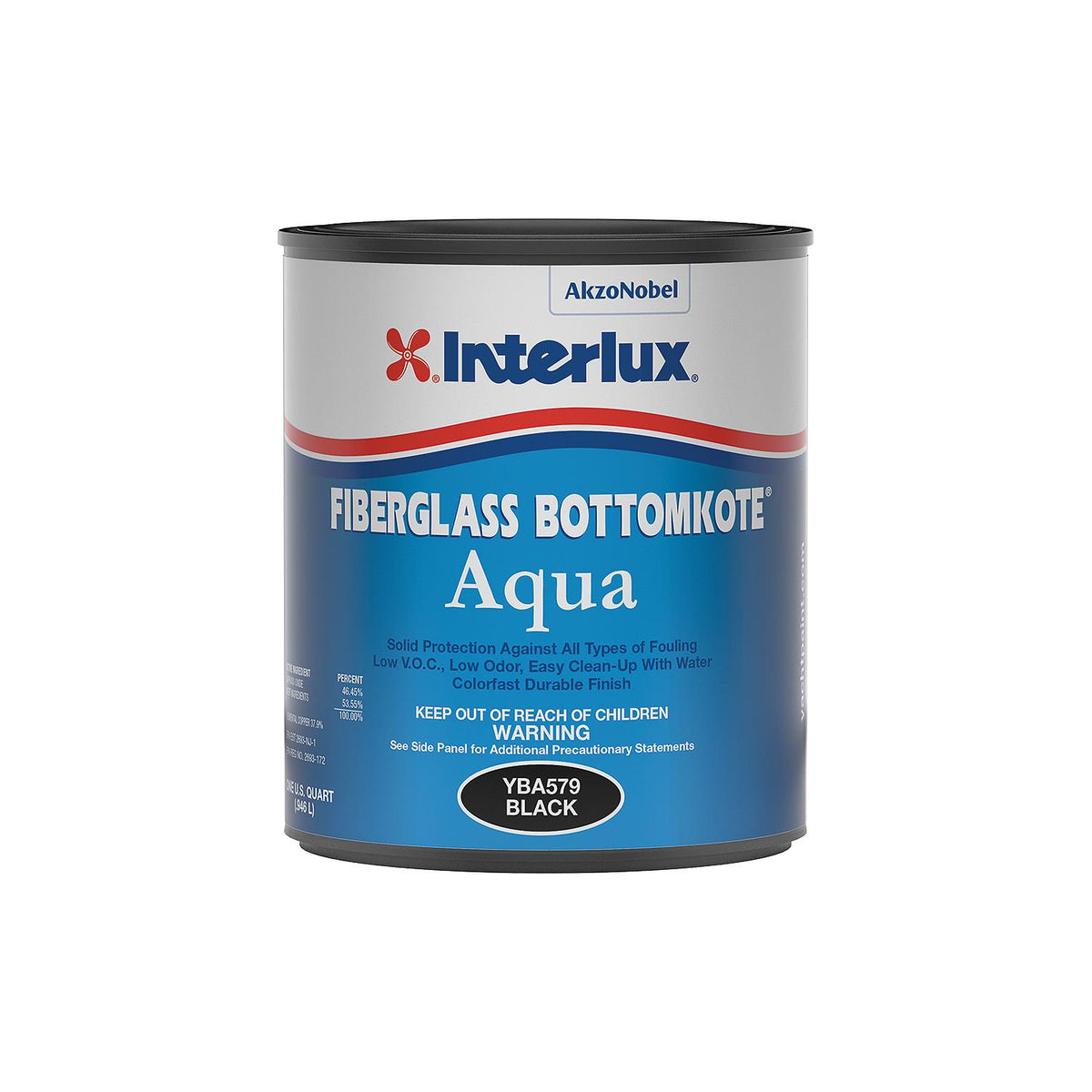 Interlux YBA579Q Fiberglass Bottomkote  Aqua, Black, Qt.