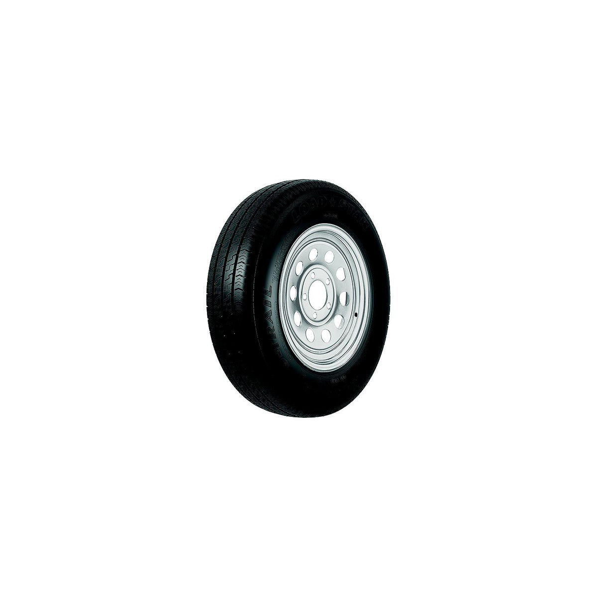 Loadstar Bias Tire and Wheel (Rim) Assembly KR25 ST145/R-12 5-Hole 8 Ply, Silver, Modular