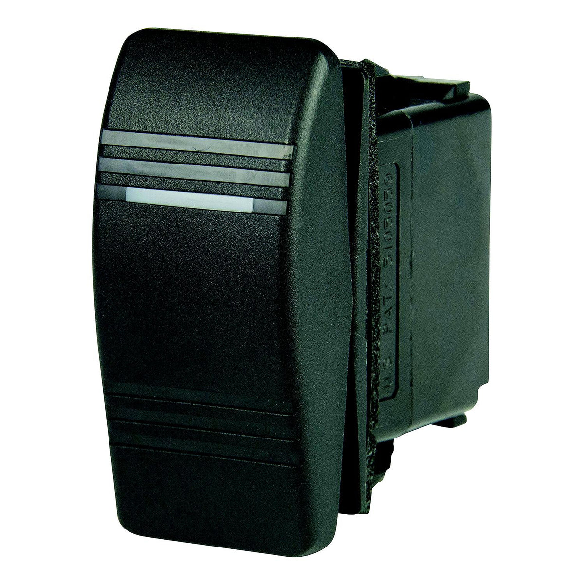 BEP 1001807 Weather Resistant Contura Rocker Switch, On-Off-(On), DPDT, 1/4" Blade Terminals, Illuminated Amber