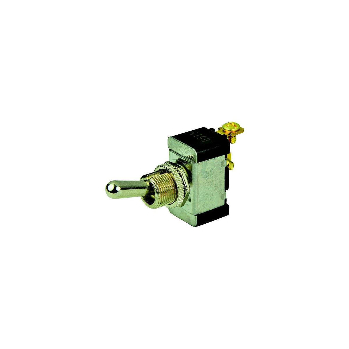 BEP 1002002 Chrome Plated Toggle Switch, Off-(On), SPST, #6 32 Screw Terminals