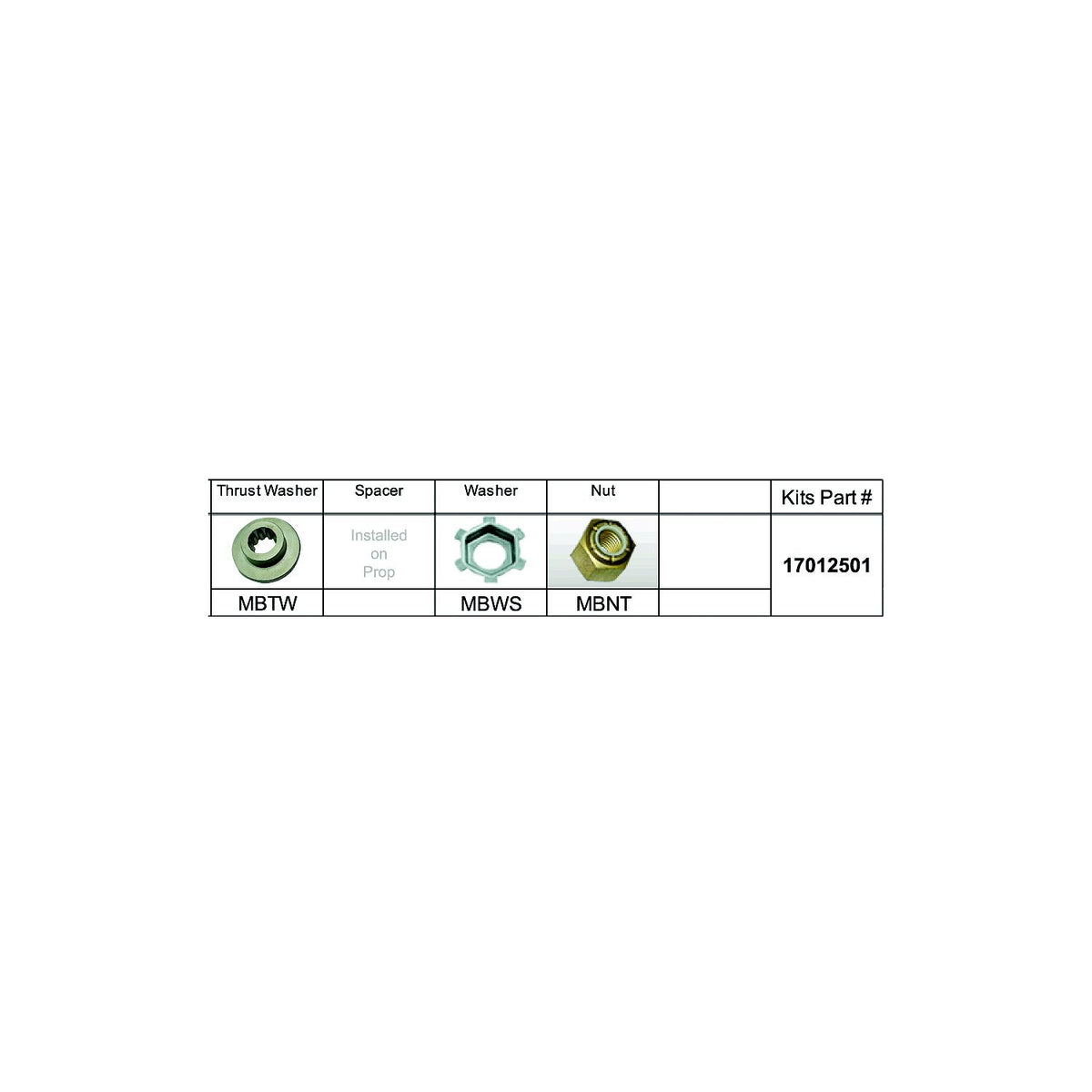 Solas 17012501 Fixed Hub Prop Hardware Kit - Mercury, Type B